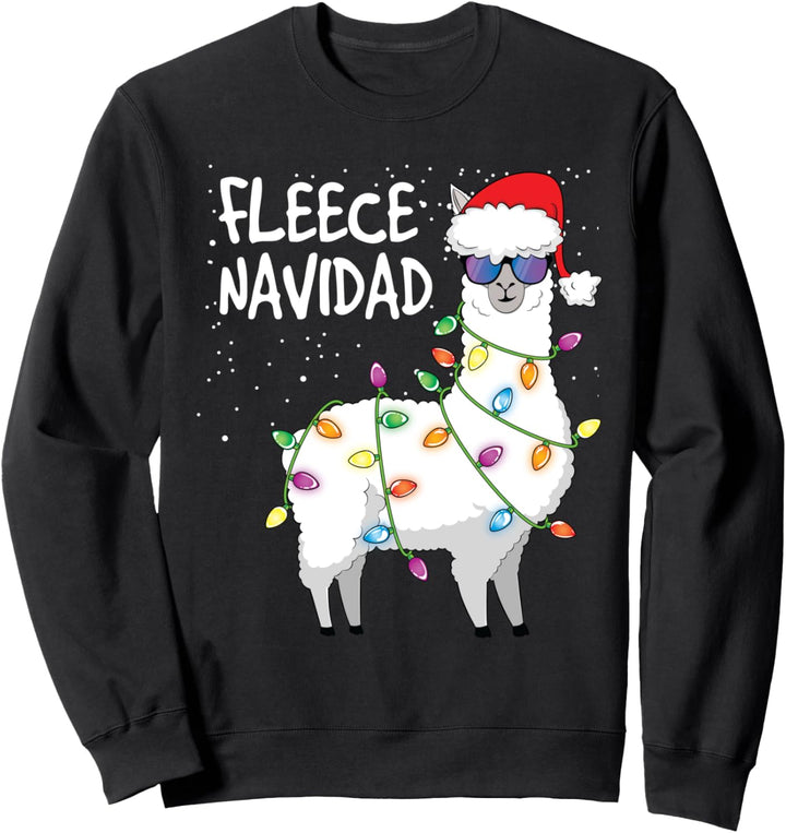 Fleece Navidad Funny Christmas Navidad Llama Sweatshirt