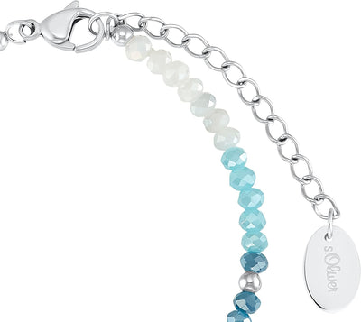 s.Oliver Armband Edelstahl Damen Armschmuck, mit Glasperle, 16+4 cm, Blau, Kommt in Schmuck Geschenk