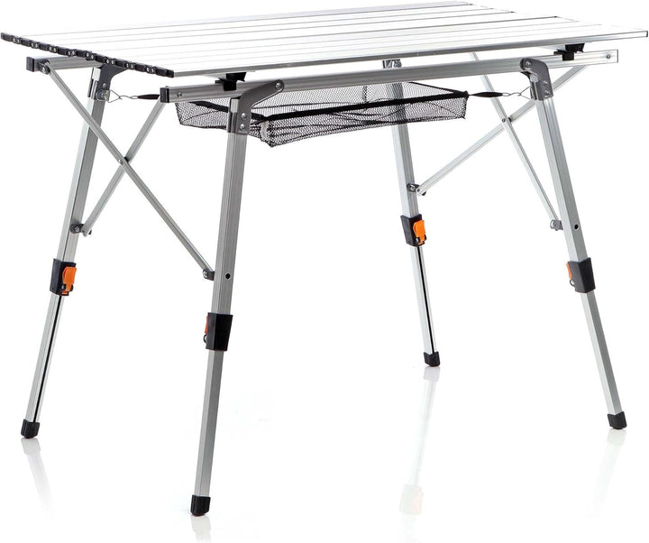 Wiltec Faltbarer Campingtisch 90x53 cm höhenverstellbar Klapptisch aus Aluminium max. 30kg mit aufro