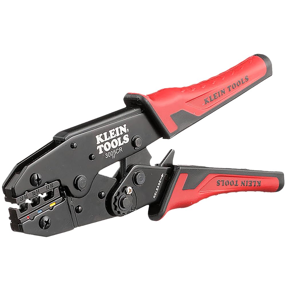 Klein Tools 3005CR Draht-Crimper Werkzeug, Ratsche isolierte Klemmzange für 10 bis 22 AWG Draht, Cri