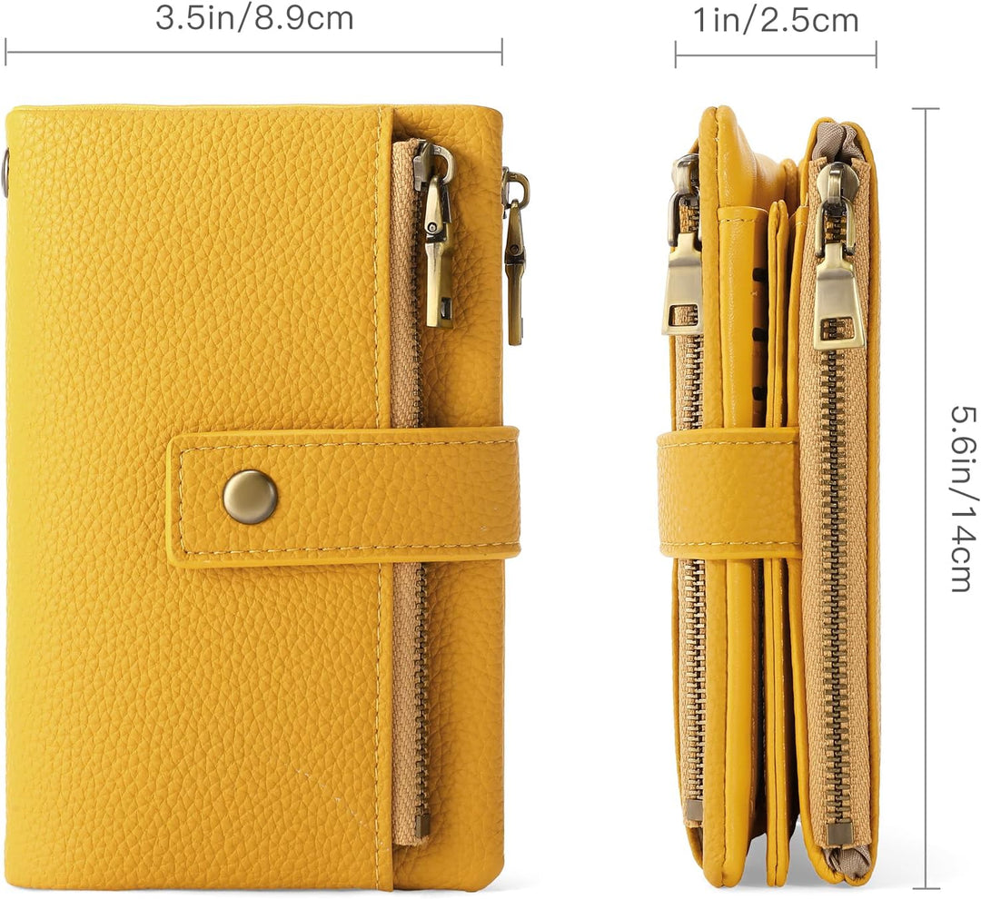 SENDEFN Geldbörsen für Damen Mittelgrosse, Dreifach Faltbare Portemonnaie Damen aus Leder, RFID-bloc