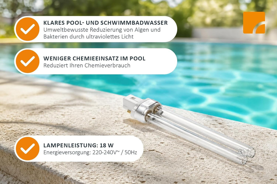 Steinbach UV-Ersatzlampe, 18 Watt, für UV-Desinfektionssystem (040511), Länge 16,5 cm, Anschluss 2 P