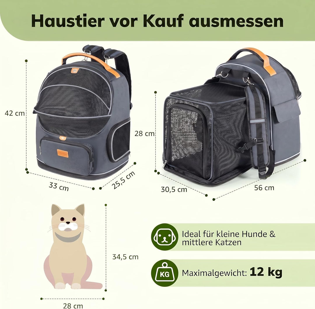 Morpilot Erweiterbarer, Faltbarer Katzenrucksack mit atmungsaktivem Netzgewebe, wasserdichter und st