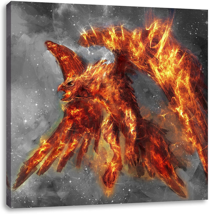 Pixxprint Feuriger Adler als Leinwandbild/Grösse: 70x70 cm/Wandbild/Kunstdruck/fertig bespannt, 70x7