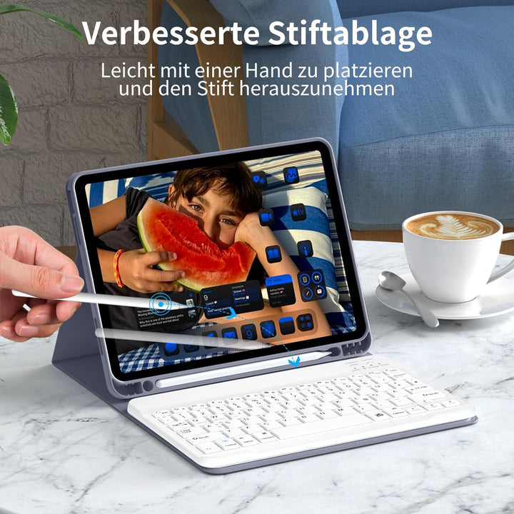 Hülle mit Tastatur für iPad A16 11.Generation 11 Zoll 2025, iPad 10. Generation 2022 10,9 Zoll, Blue