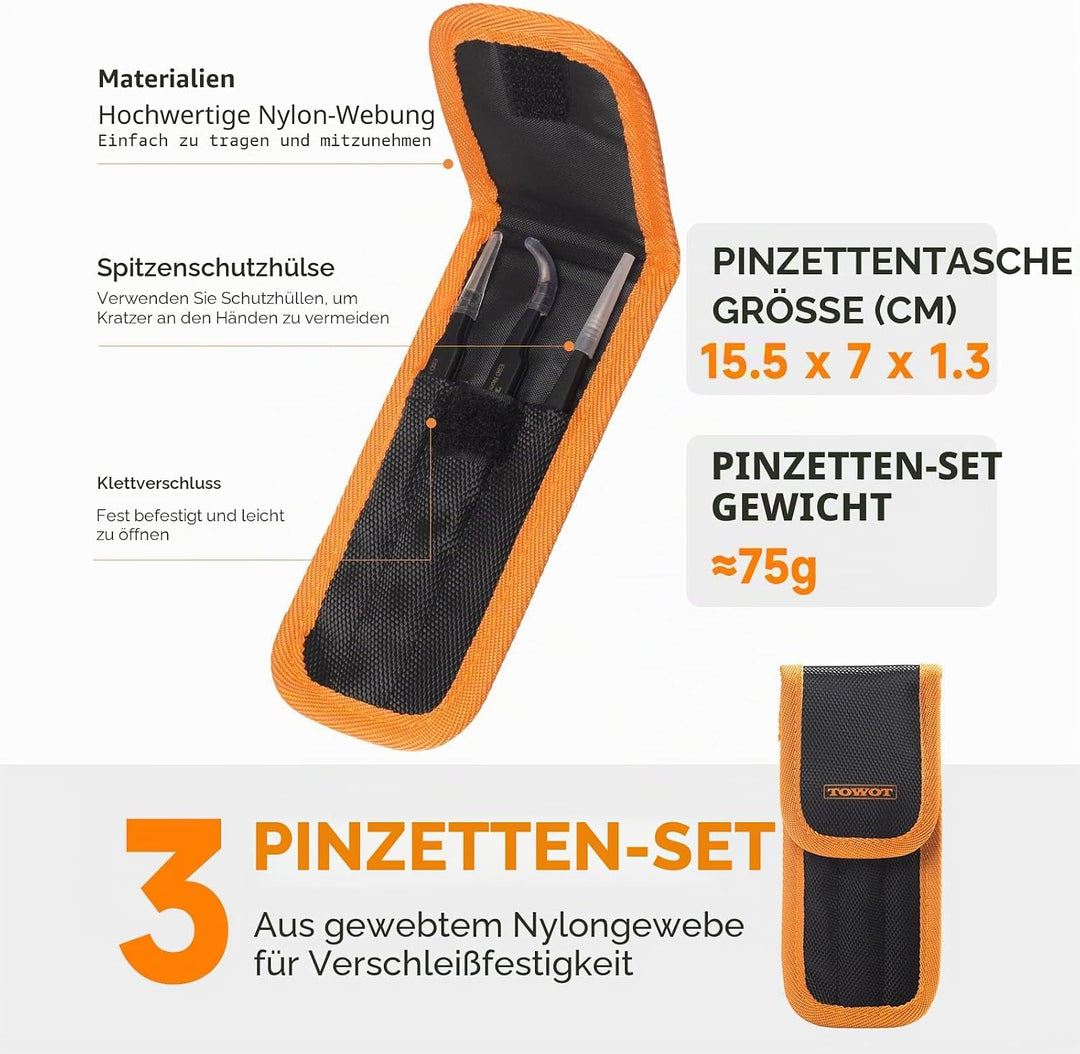 TOWOT 3PCS Präzisions Pinzette, Antistatische Edelstahlpinzette für Elektronik, Handwerk, Schweissen