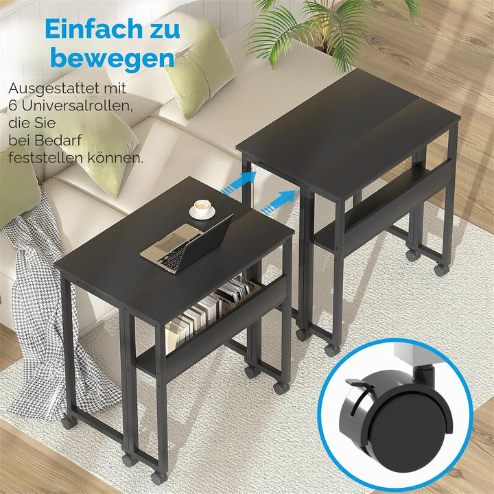 GreenForest Kleiner Schreibtisch Klappbar, 80 cm Klappschreibtisch mit Rollen, Einfache Montage Klap