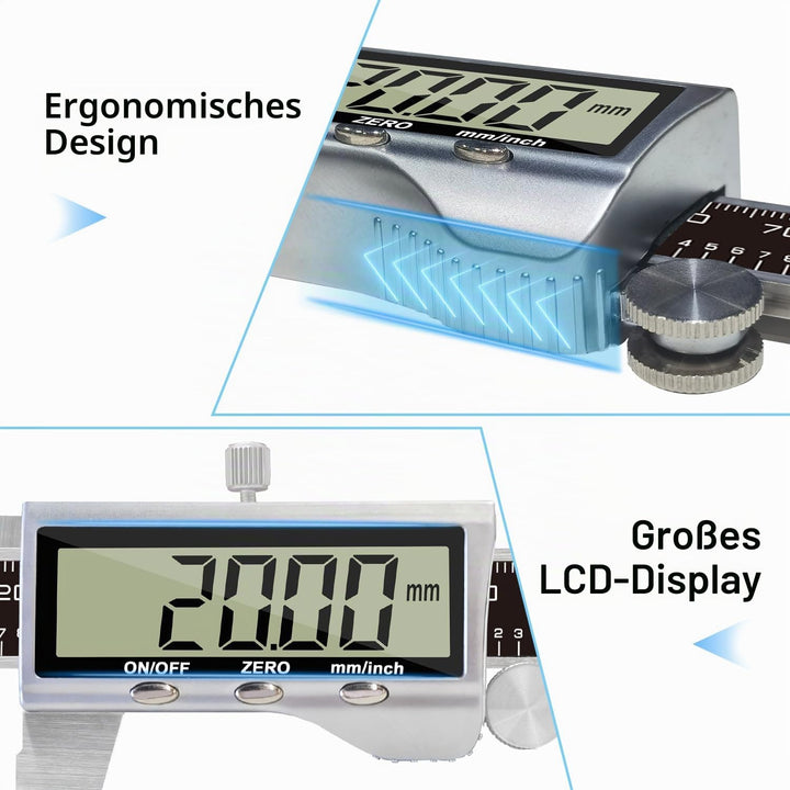 KETOTEK Messschieber Digitale, 150mm Schieblehre Digital Edelstahl mit Grossem LCD Display, Messlehr