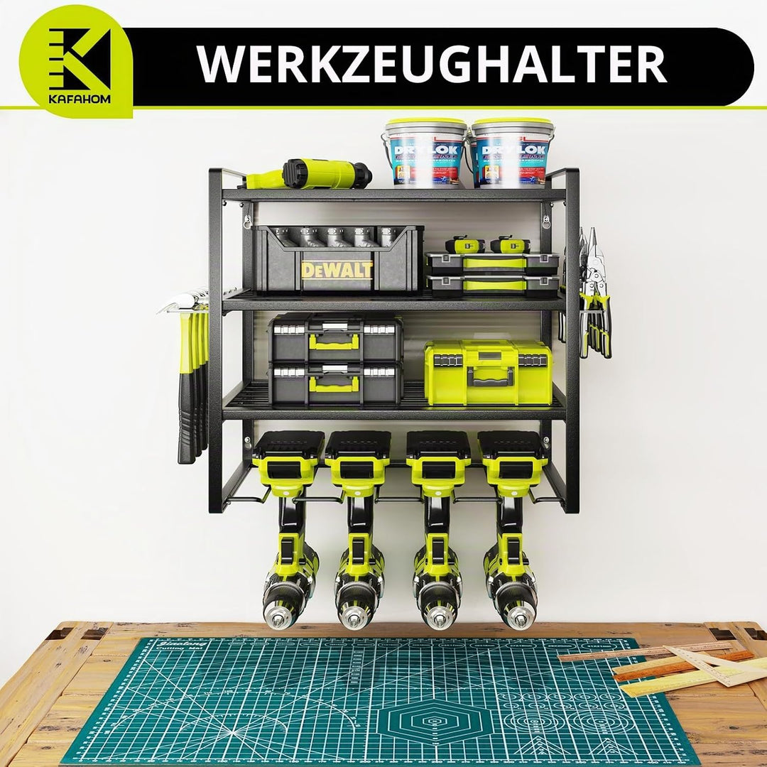 KAFAHOM Elektrowerkzeug-Organizer, Garagen-Werkzeug-Organizer und Aufbewahrung, Bohrerhalter, Wandha