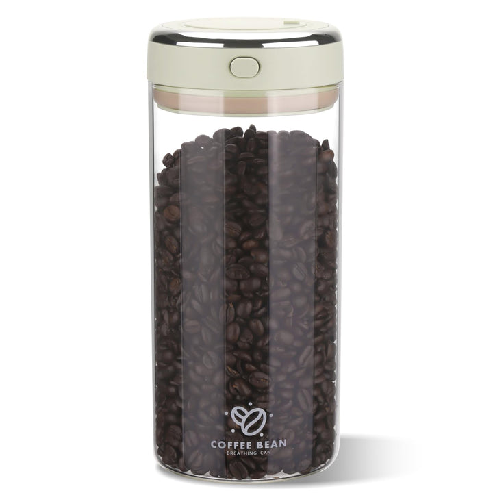 Kaffeedose Luftdicht Glas, 1.7L Kaffeebohnen Behälter mit Auslassventil und Datumsanzeige, Transpare
