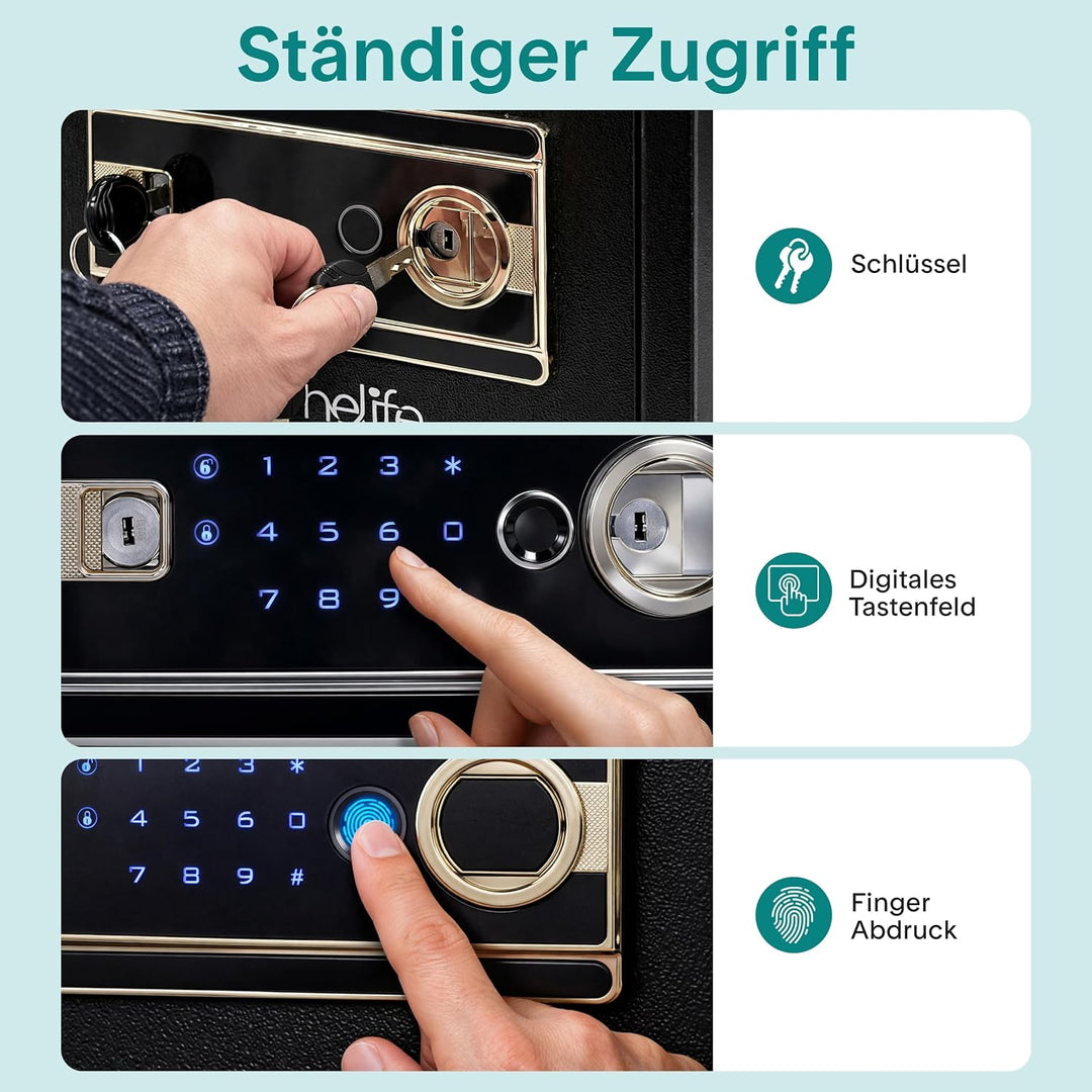 SereneLife 18L Tresor, Safe Für Zuhause Feuerfest &amp; Wasserdicht, Digitaler Heimtresor mit Zugriff pe