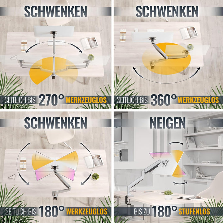 RICOO Monitor Halterung Tisch Gasdruckfeder für 13-30 Zoll, VESA Tischhalterung, Monitorarm TS9711,