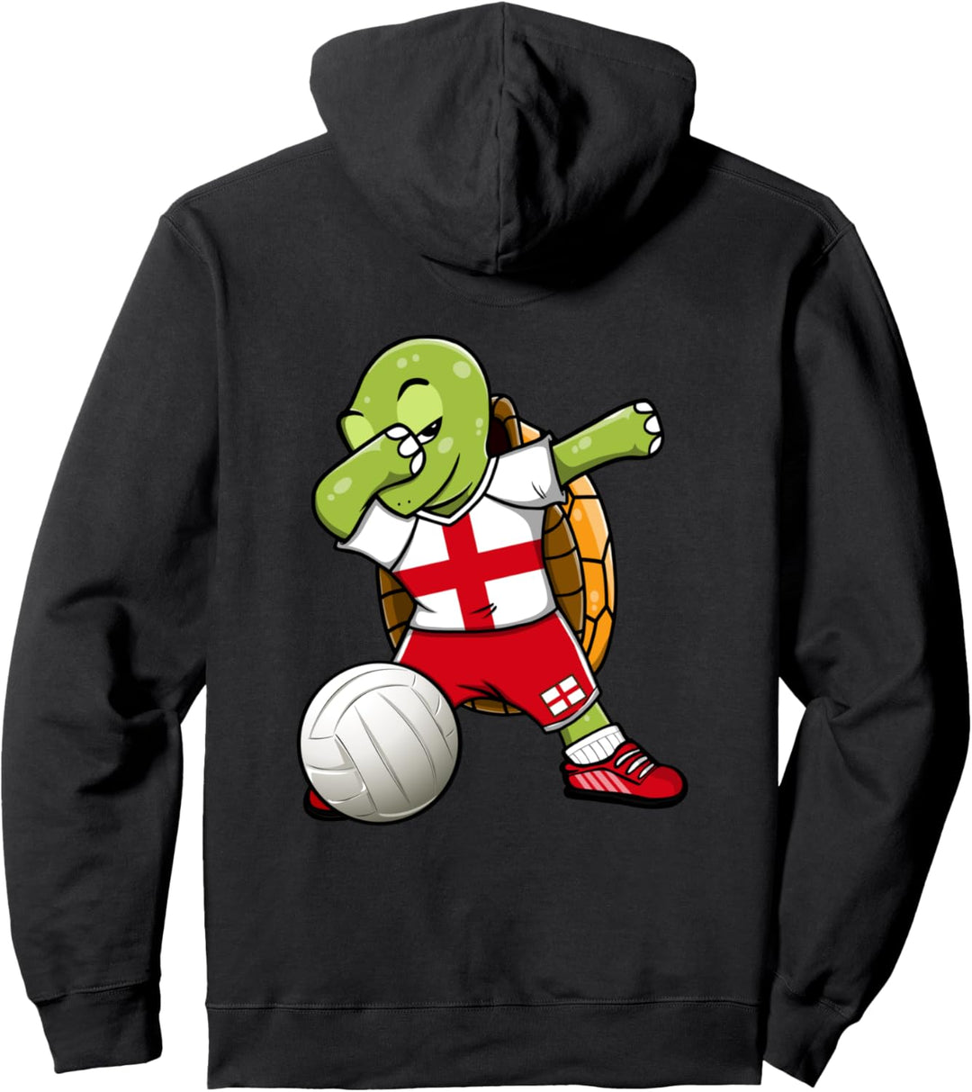 Dabbing Turtle England Volleyball Fans Trikot Englische Flagge Pullover Hoodie