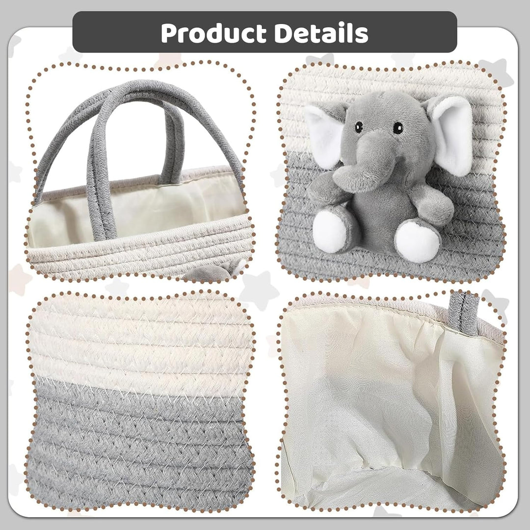 TechVizrs Baby Windel Caddy Korb, Multifunktionale Windelaufbewahrungskorb mit Windelaufbewahrungsta