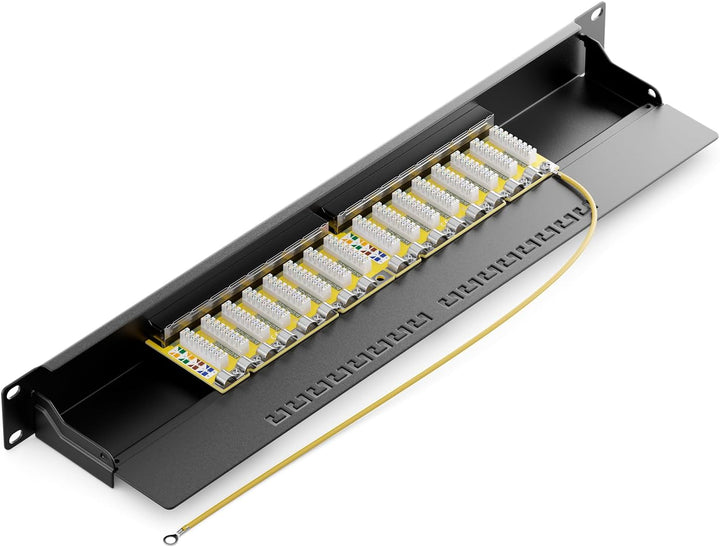 deleyCON CAT 6 Patchpanel Verteilerfeld 16 Port - Desktop 19" Zoll Rackeinbau Servermontage - RJ45 -