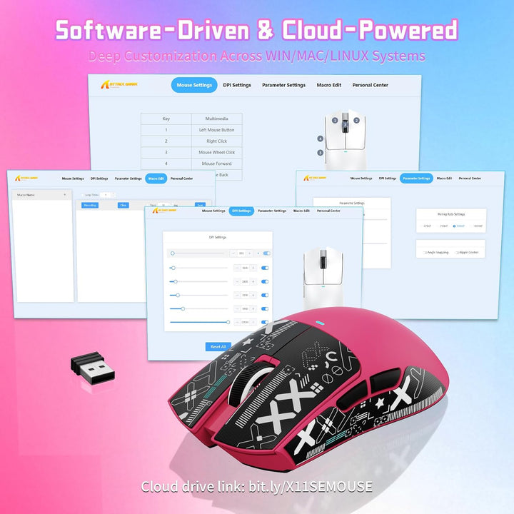 ATTACK SHARK X11 SE Kabellose Gaming-Maus, PixArt PAW3311 Gaming-Sensor, BT/2.4G Wireless/Kabelgebun