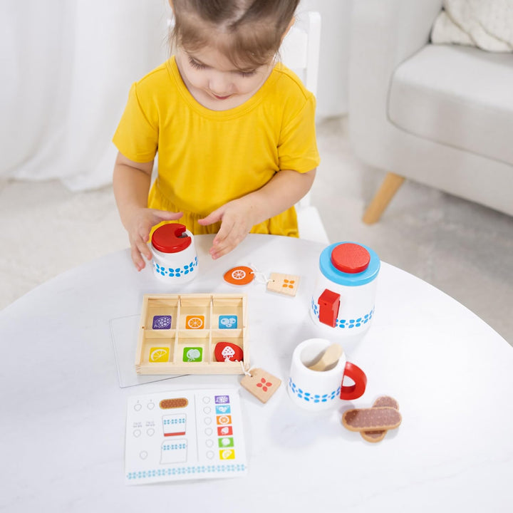 Melissa & Doug Hölzernes Teeservice Zum Ziehenlassen Und Servieren | Rollenspielzeug | Holzspielzeug