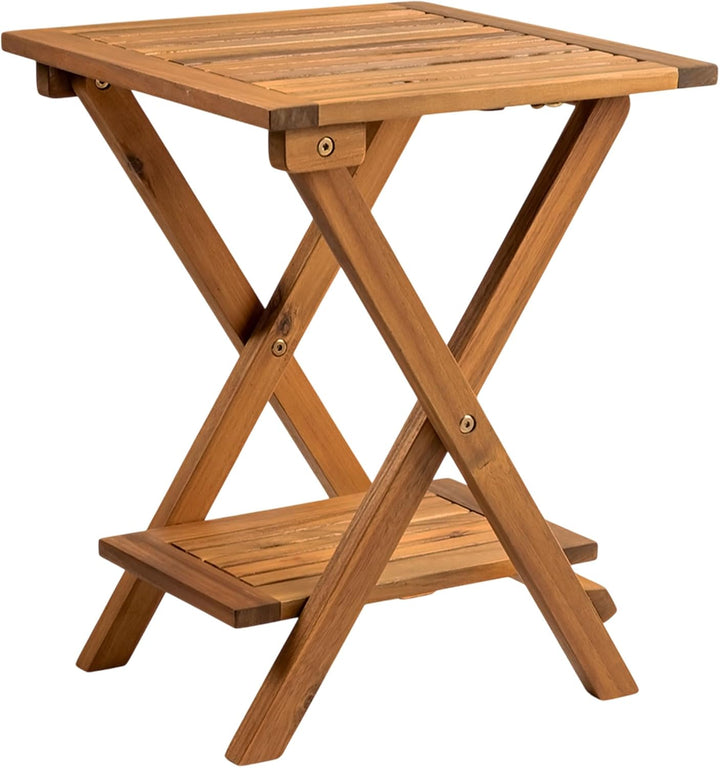 Spetebo Akazienholz Garten Beistelltisch klein geölt für Aussen 35 x 35 cm | Beistelltisch aus 100%