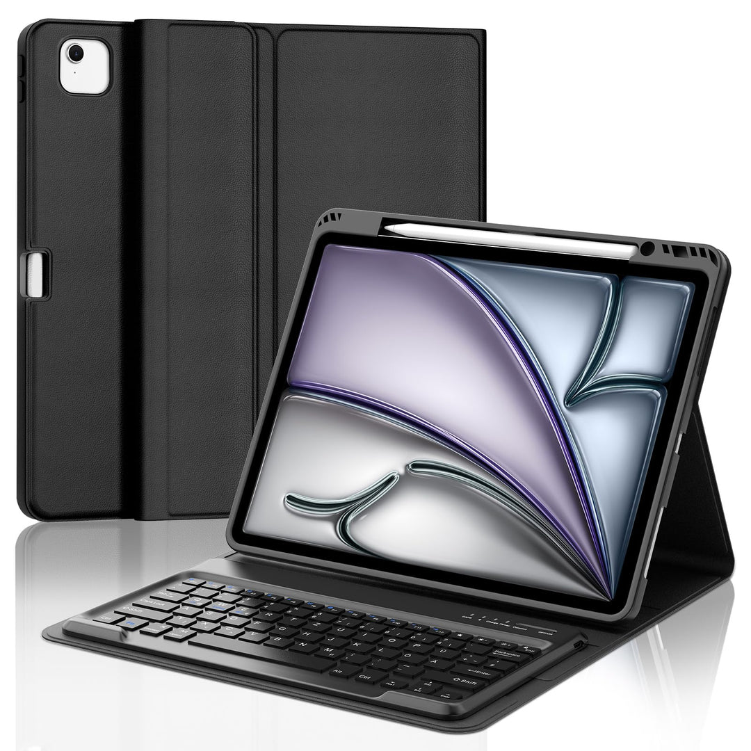 IVEOPPE Hülle mit Tastatur für iPad Air 13 Zoll 2025 M3/2024 M2, Deutsches QWERTZ Layout, Bluetooth