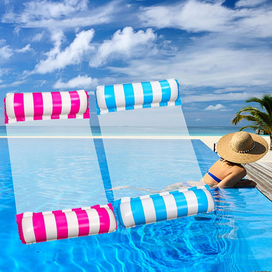 2 Stück XL Luftmatratze Pool 4 IN 1 Wasserhängematte mit Netz - Aufblasbare Schwimmmatte Wasserspiel