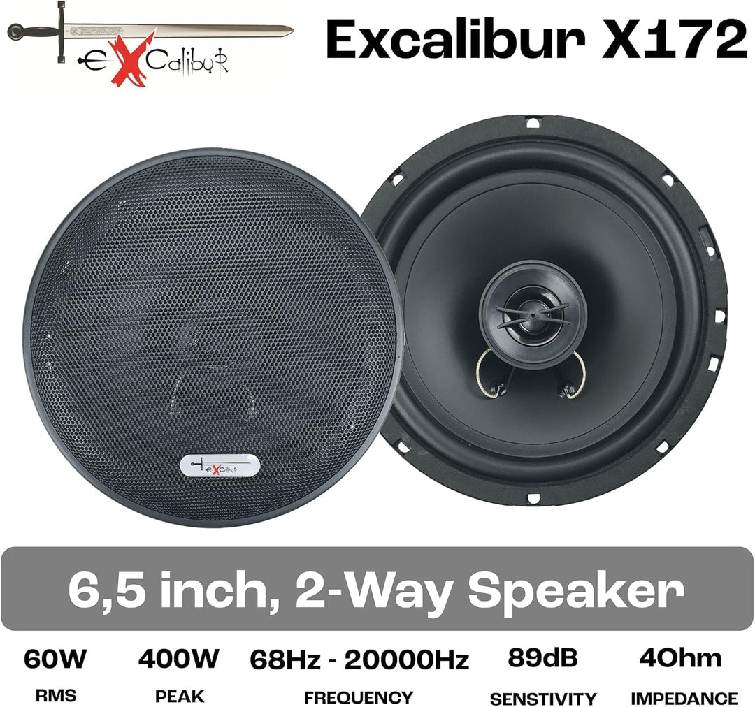 Excalibur 172 cm 2-Weg 2-Wege Auto-Lautsprecher 16,5 cm/6,5 400 W Paar Preis, Schwarz
