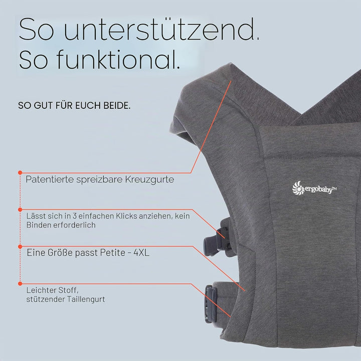 Ergobaby Babytrage für Neugeborene ab Geburt Extra Weich, Embrace Bauchtrage Baby-Tragetasche Ergono