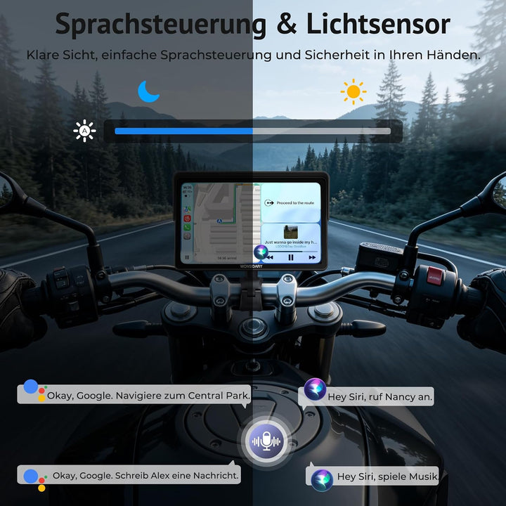 W722TPMS 7 Zoll Motorrad CarPlay Display mit TPMS &amp; Android Auto