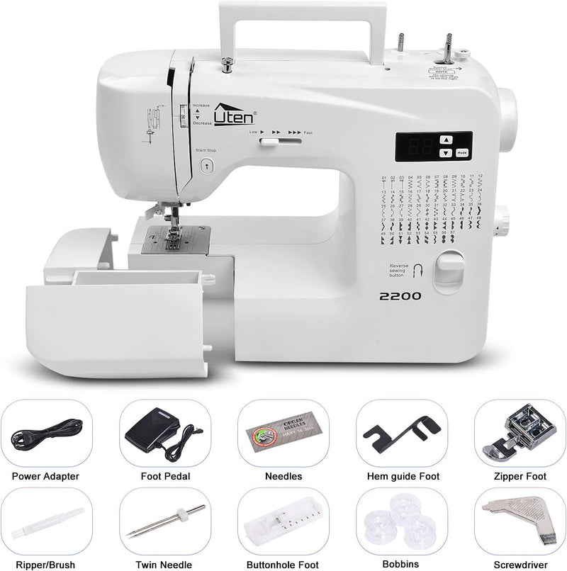 Nähmaschine Elektrisch Freiarm Computer-Nähmaschine mit 60 Stichprogramme für Anfänger Profi, Weihna