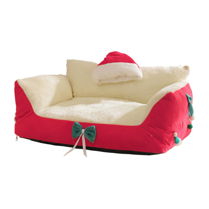 Katzen-Couch | Weihnachtsstuhl mit Nikolausmütze – stützendes Katzensofa | für Küche, Schlafzimmer,
