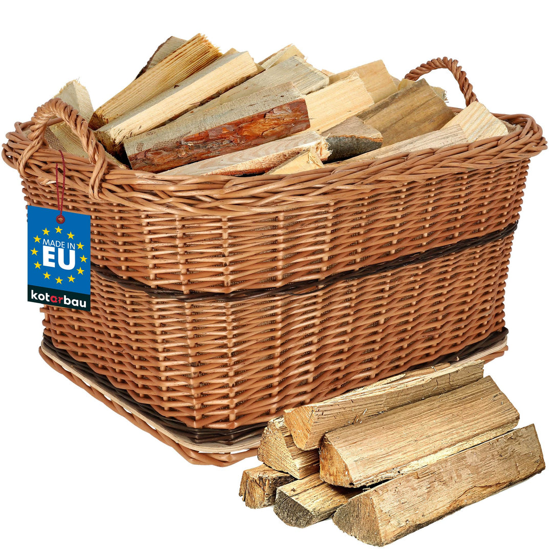 KOTARBAU® Weidenkorb für Brennholz - Holzkorb für Kaminholz - Erntekorb - 60x50 cm - Kaminholzkorb m