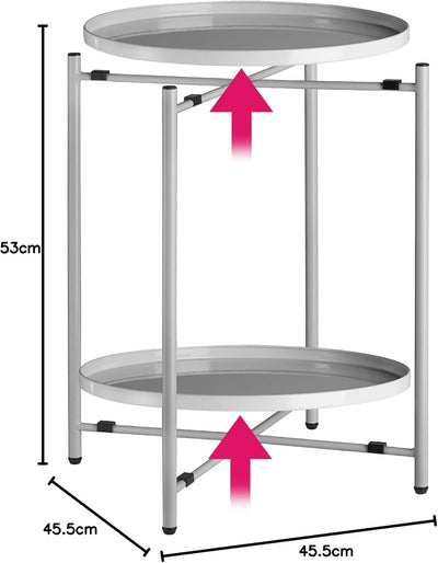 tectake 800913 Beistelltisch rund aus Metall, abnehmbare Tabletts, Couchtisch mit Zwei Ebenen, rusti