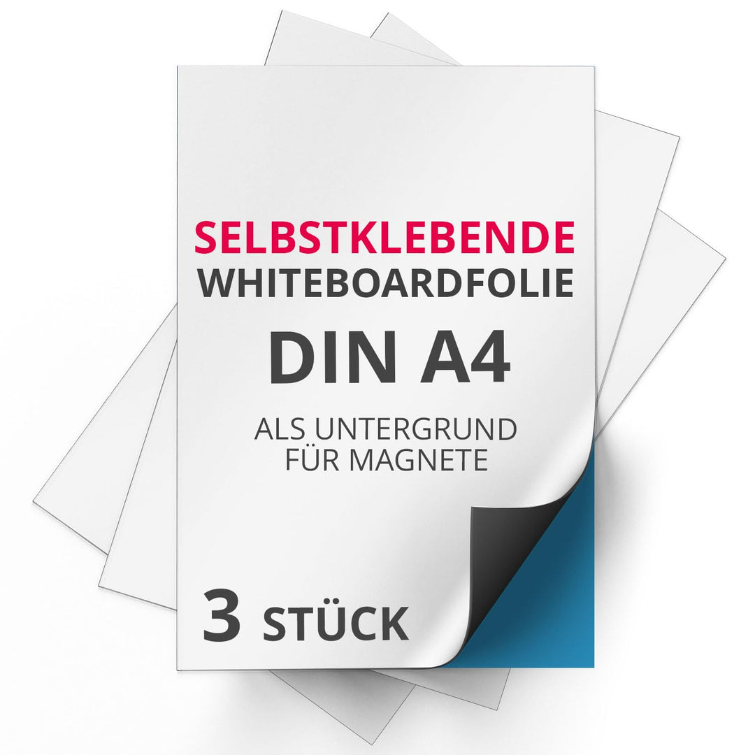 3er Set Ferrofolie Whiteboard-Folie selbstklebend I DIN A4 I flexibel beschreibbar abwischbar I Haft