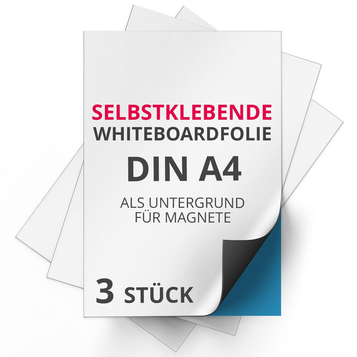 3er Set Ferrofolie Whiteboard-Folie selbstklebend I DIN A4 I flexibel beschreibbar abwischbar I Haft