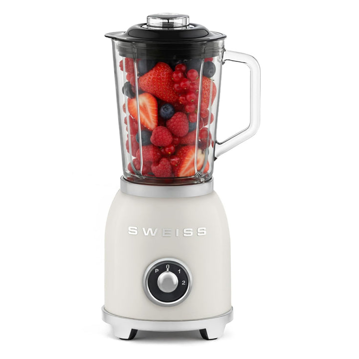 SWEISS Blender Smoothie Vintage MXV8, 2 Geschwindigkeiten und Pulsfunktion, 6 Edelstahlklingen, 1,5-