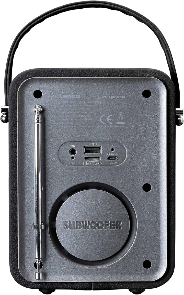 Lenco PDR-051 Tragbares DAB+ Retro Radio - PLL FM Radio mit Bluetooth - Integrierter Akku - 1800mAh