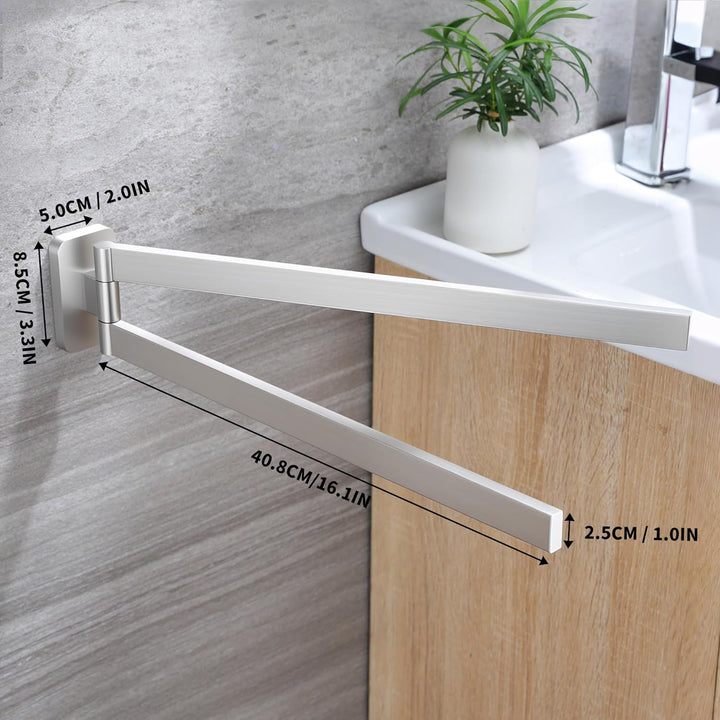 ZUNTO Wandmontage Doppelt Handtuchhalter 180° Schwenkbar 2-armig Handtuchstange 304 Edelstahl Gebürs