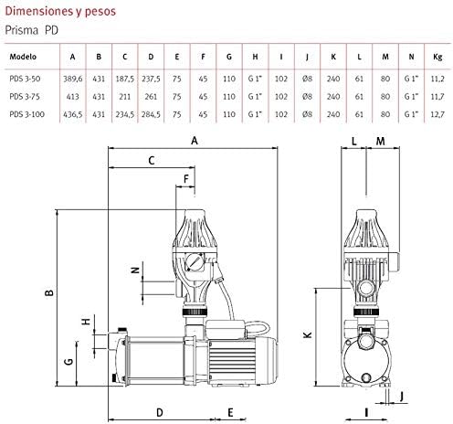 ESPA PRISMA PDS-05 3-75 Mehrzweck-Wasserpumpe, 0,75 PS