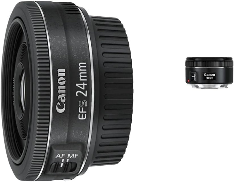 Canon EF-S 24 mm 1:2.8 STM Objektiv schwarz & EF 50 mm f/1.8 STM Objektiv, schwarz Bundle mit 50 mm