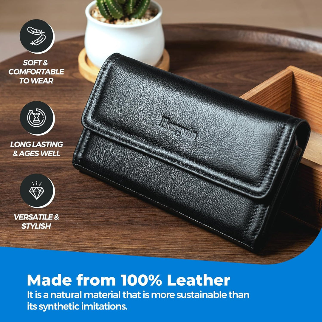 Hengwin Leder-Handy-Holster mit Gürtelschlaufe, passend für iPhone 15 Pro Max 14 Plus, Samsung Galax