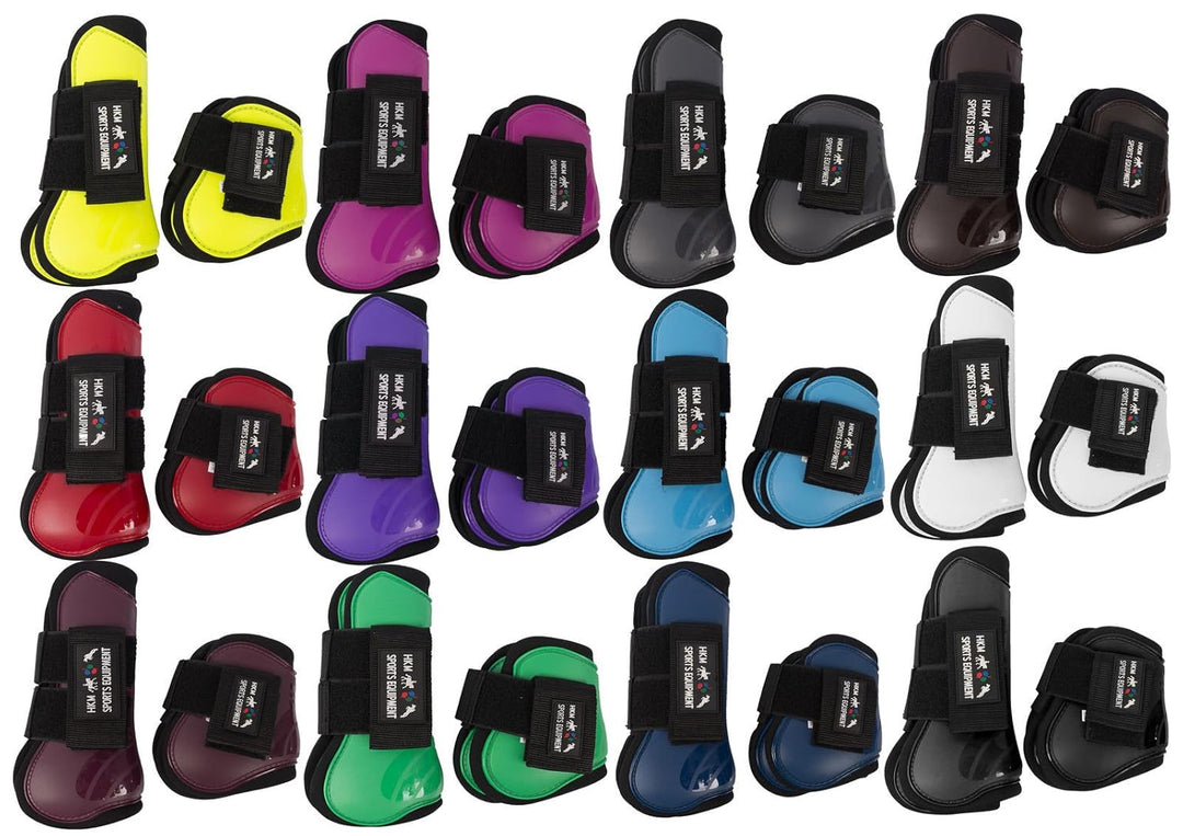 HKM 8566 Springgamaschen und Streichkappen 4er Set, gefüttert, Pony Cob Full Pony Violett/Schwarz, P