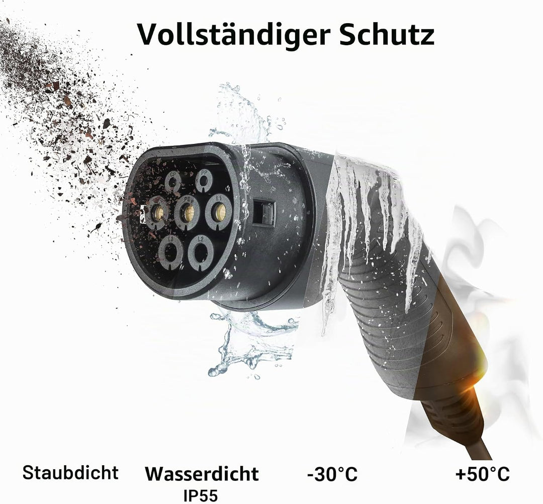 Green Cell GC Typ 2 Ladekabel für EV Elektroautos PHEV | 7.2kW | 32A | 5 Meter | Typ 2 auf Typ 2 | 1