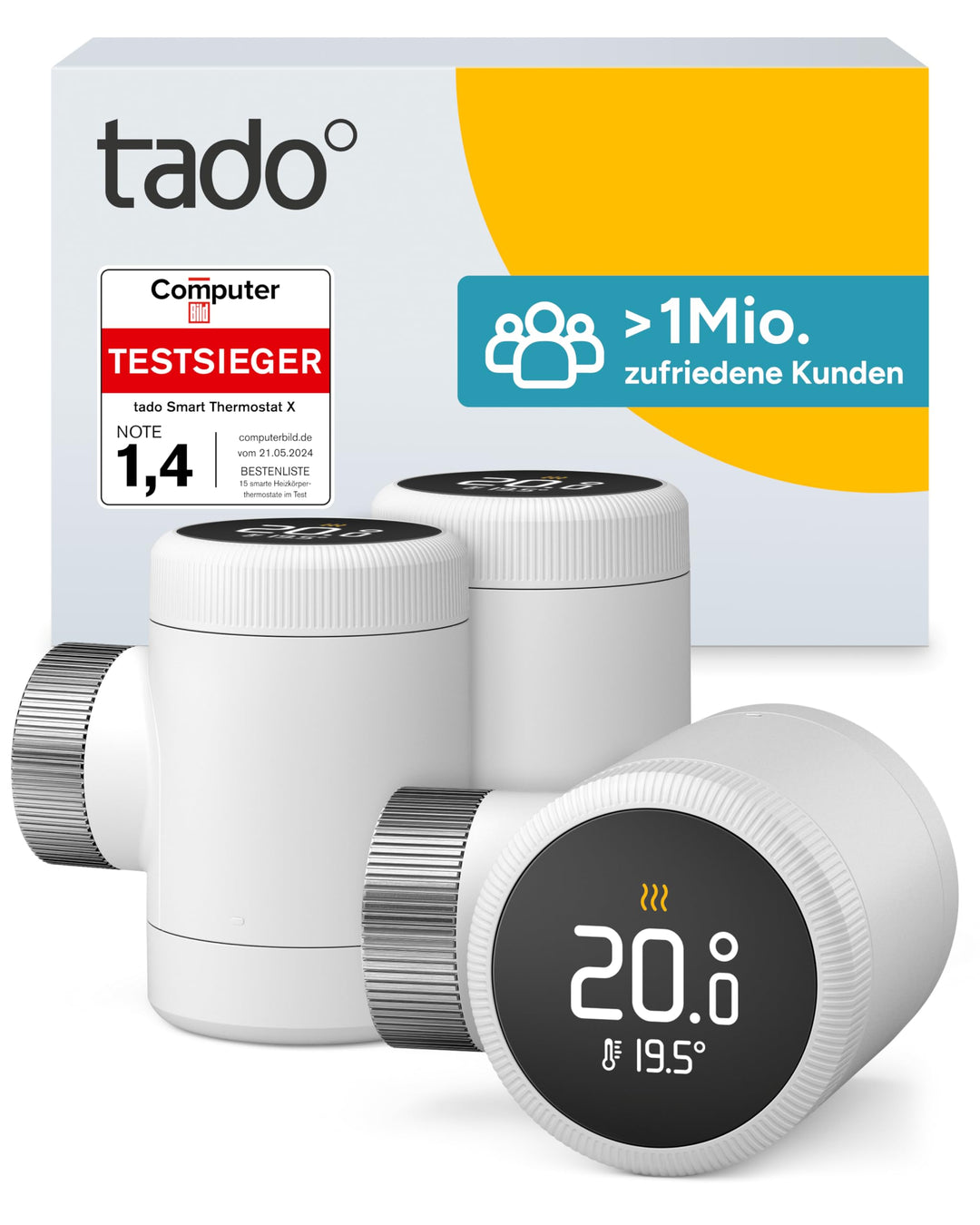 tado° Smartes Heizkörperthermostat X – Trio Pack, Heizungssteuerung per App und Smart Speaker (Alexa