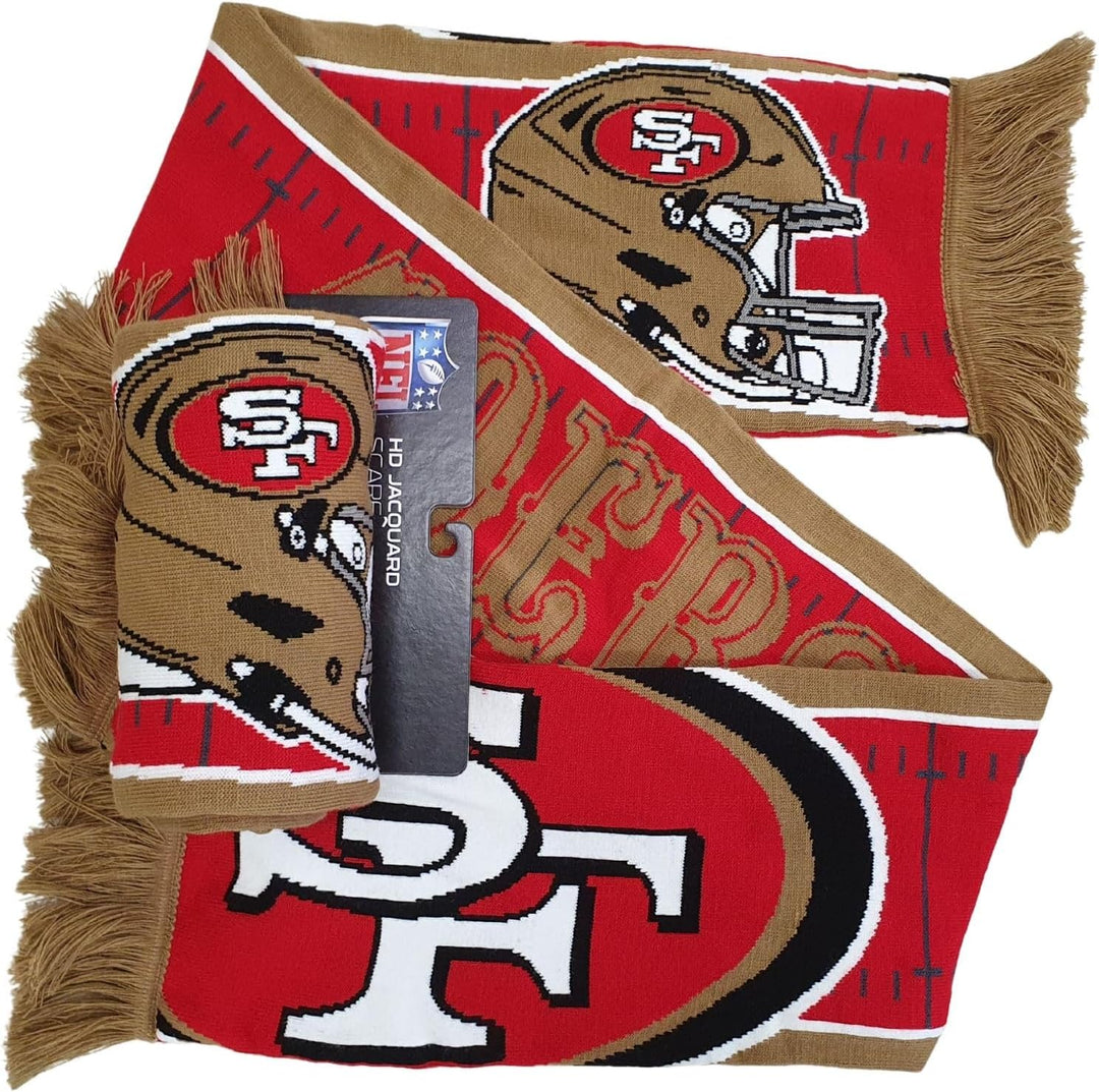 Great Branding NFL Jaquard Schal American Football Teamlogo Helm Fanschal Fransen Scarf-49ers-red
