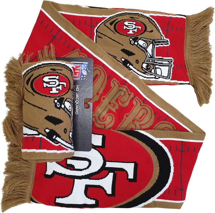 Great Branding NFL Jaquard Schal American Football Teamlogo Helm Fanschal Fransen Scarf-49ers-red