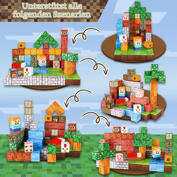 Goody King Magnetische Bausteine Bauspielzeug 100 Pcs Magnetbausteine für Kinder Montessori Kreative