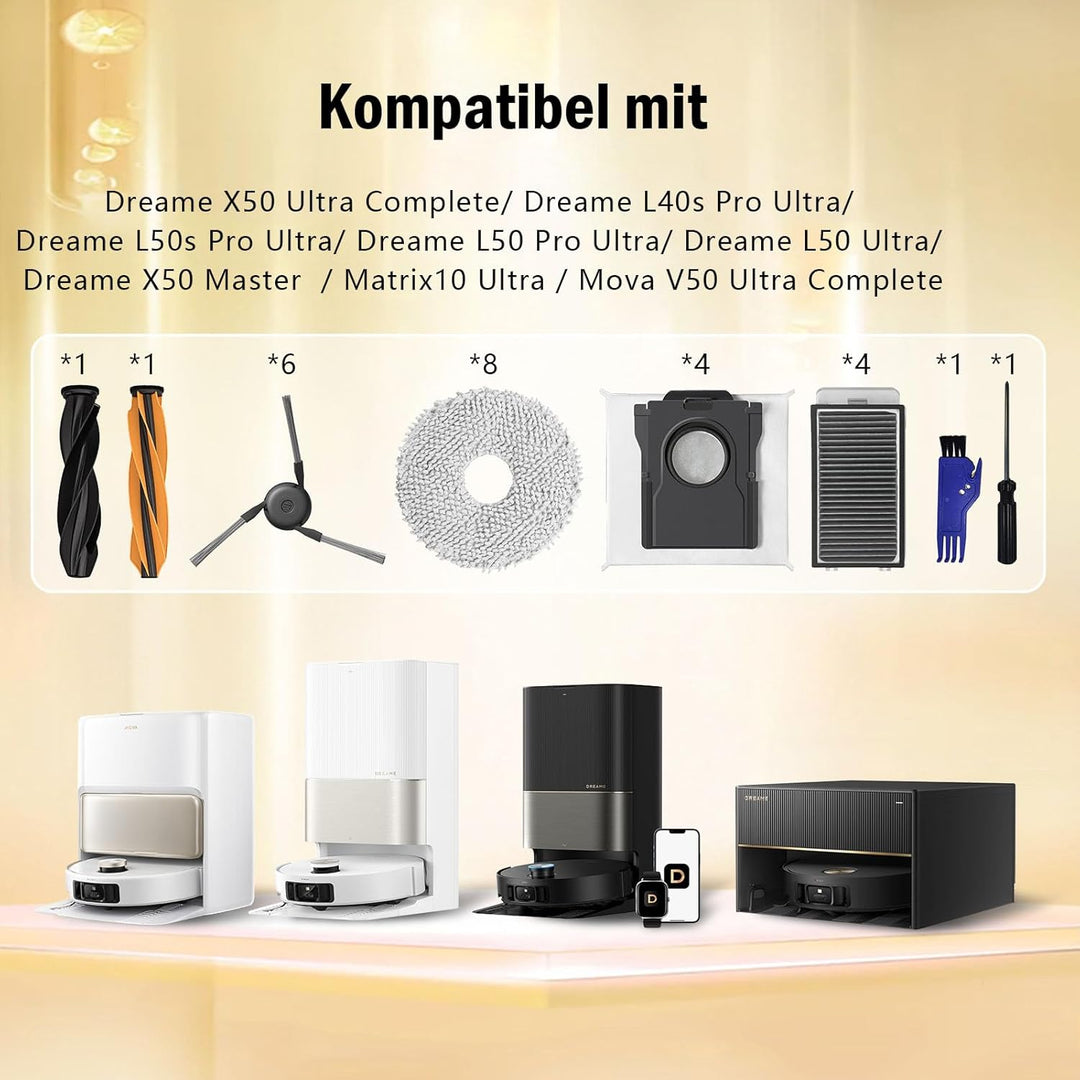 26-Stück Zubehörset für Dreame X50 Ultra Complete/Master/L50 Pro Ultra/L40s Pro Ultra/Mova V50 Ultra