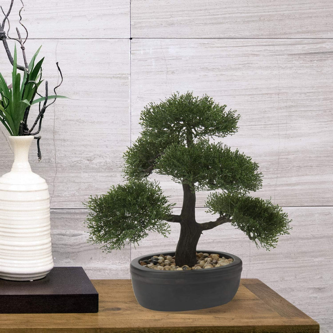 Briful Kunstbonsai Naturgetreue Künstliche Pflanze Kunstbaum Bonsai Zeder Kiefer Podocarpus Plastik