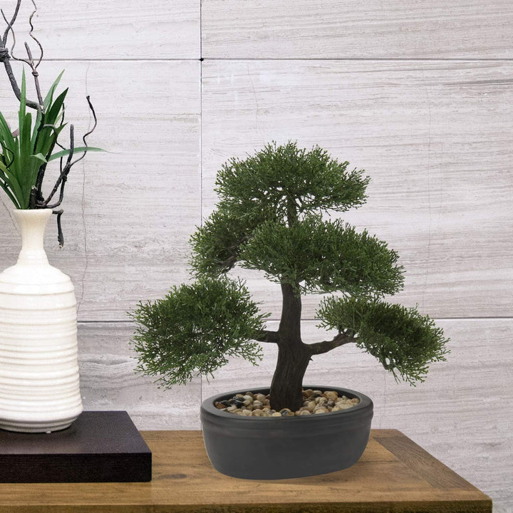 Briful Kunstbonsai Naturgetreue Künstliche Pflanze Kunstbaum Bonsai Zeder Kiefer Podocarpus Plastik