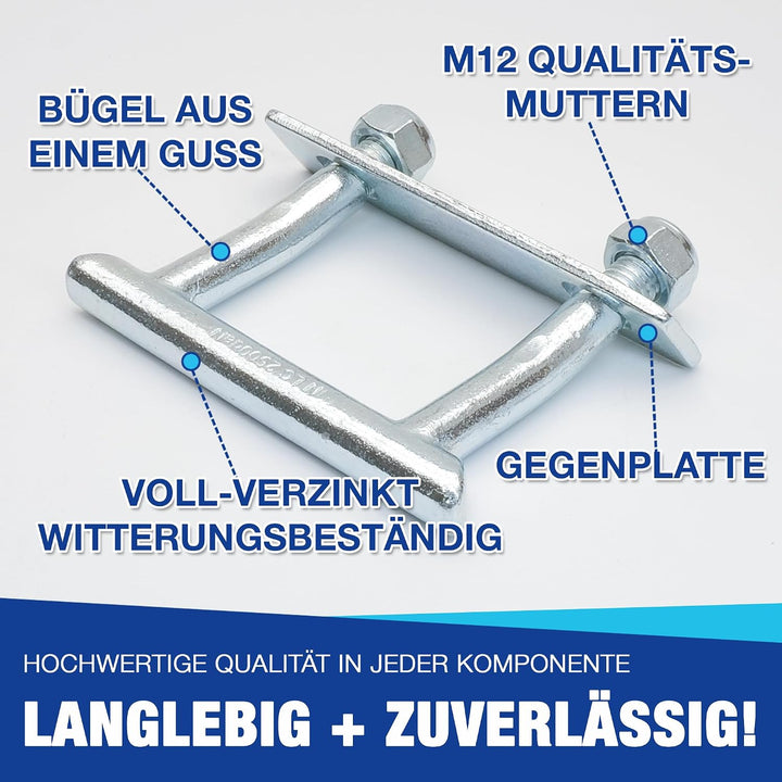 Zurrbügel | 2500 daN | Zurrösen Ladungssicherung U-Bügel | geeignet für PKW-Anhänger, Transporter, S