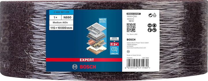 Bosch Professional 1x Expert N880 Vliesrolle (für Stahlbleche, Breite 115 mm, Länge 10 m, Mittel A,